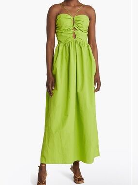 Rails Silvia Maxi Dress Banana Leaf Color Spaghetti Strap Vibrant Green